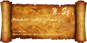 Mauker Szíriusz névjegykártya